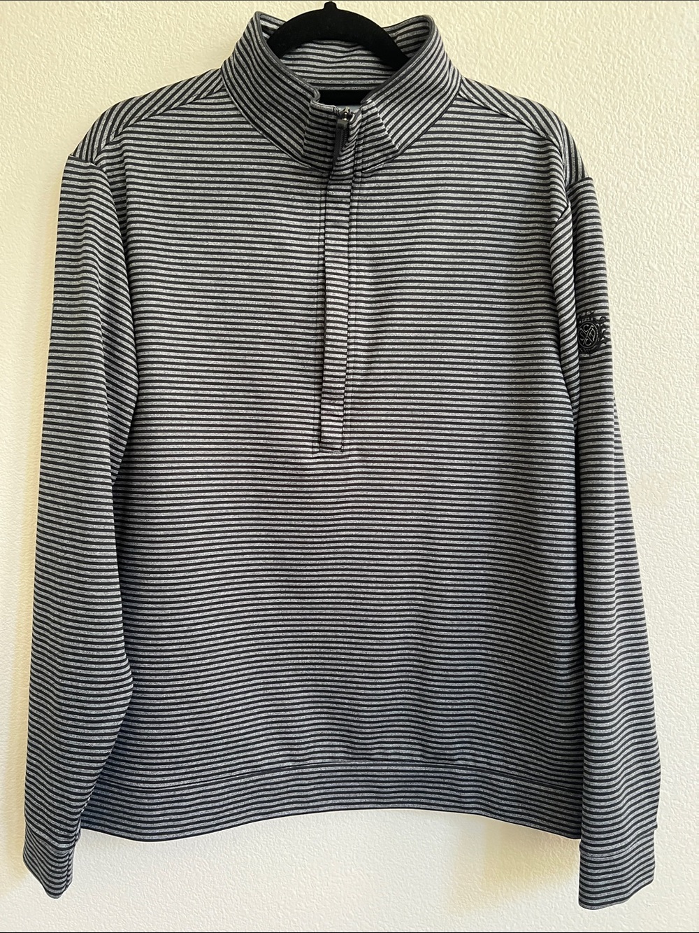 HAUS OF GREY Performance Gorpcore 1/4 Zip Sweatshirt Striped Grey/Black Men's L